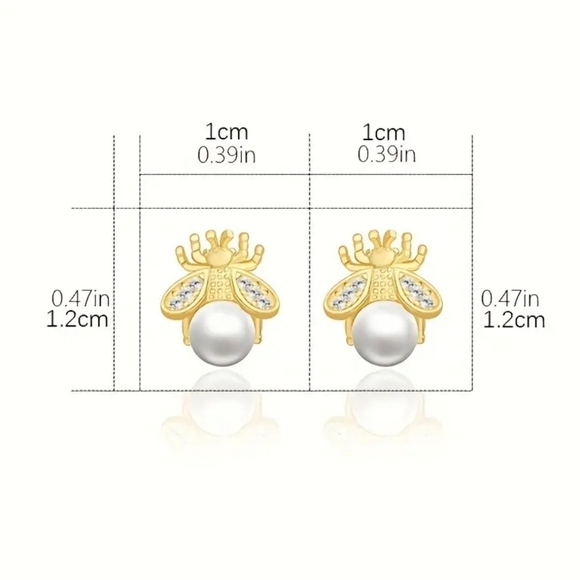 SOLD OUT NEW Bee earings with adorable pearl - Picture 5 of 8